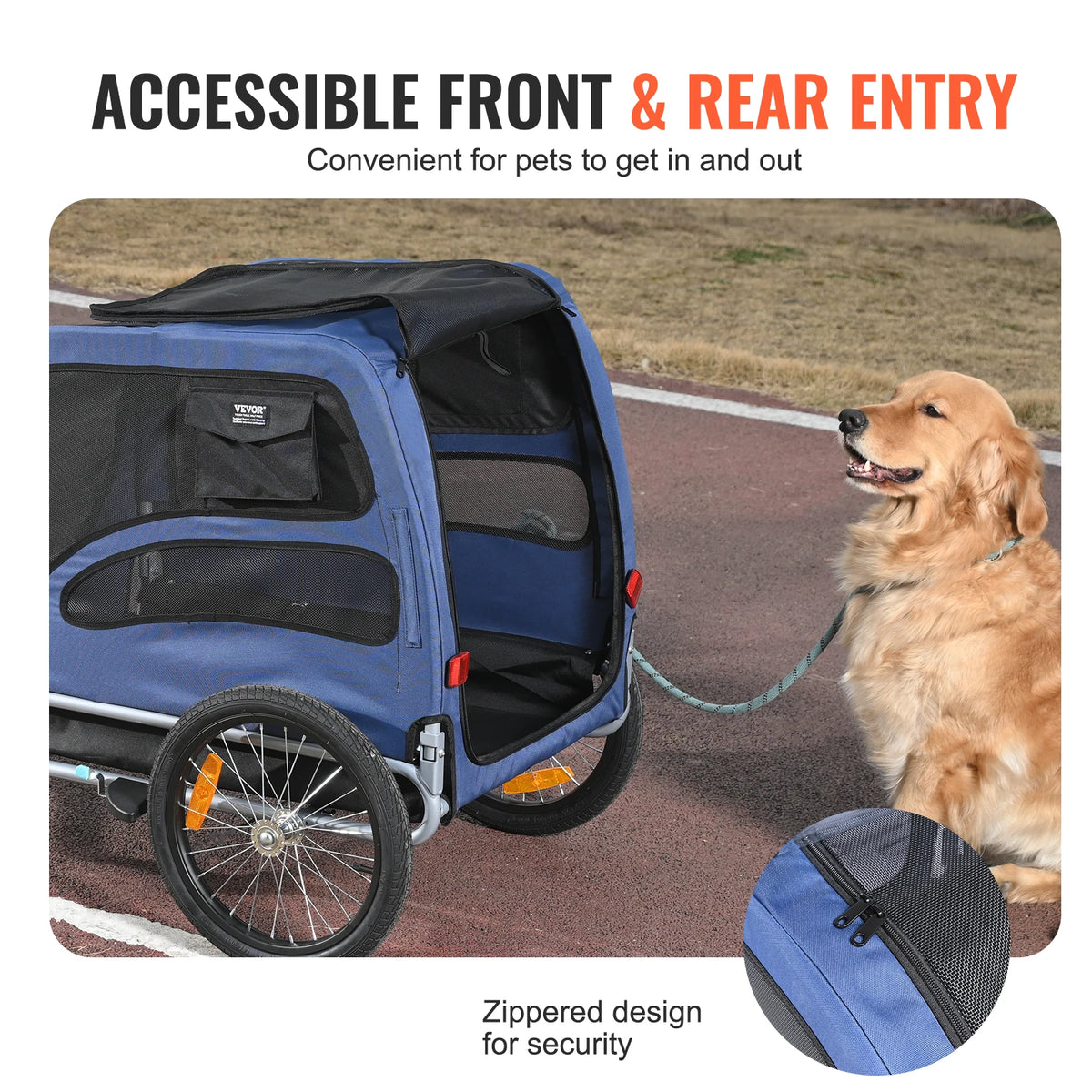 SucceBuy Pet Bicycle Trailer Carrier with Safety Reflectors and Storage
