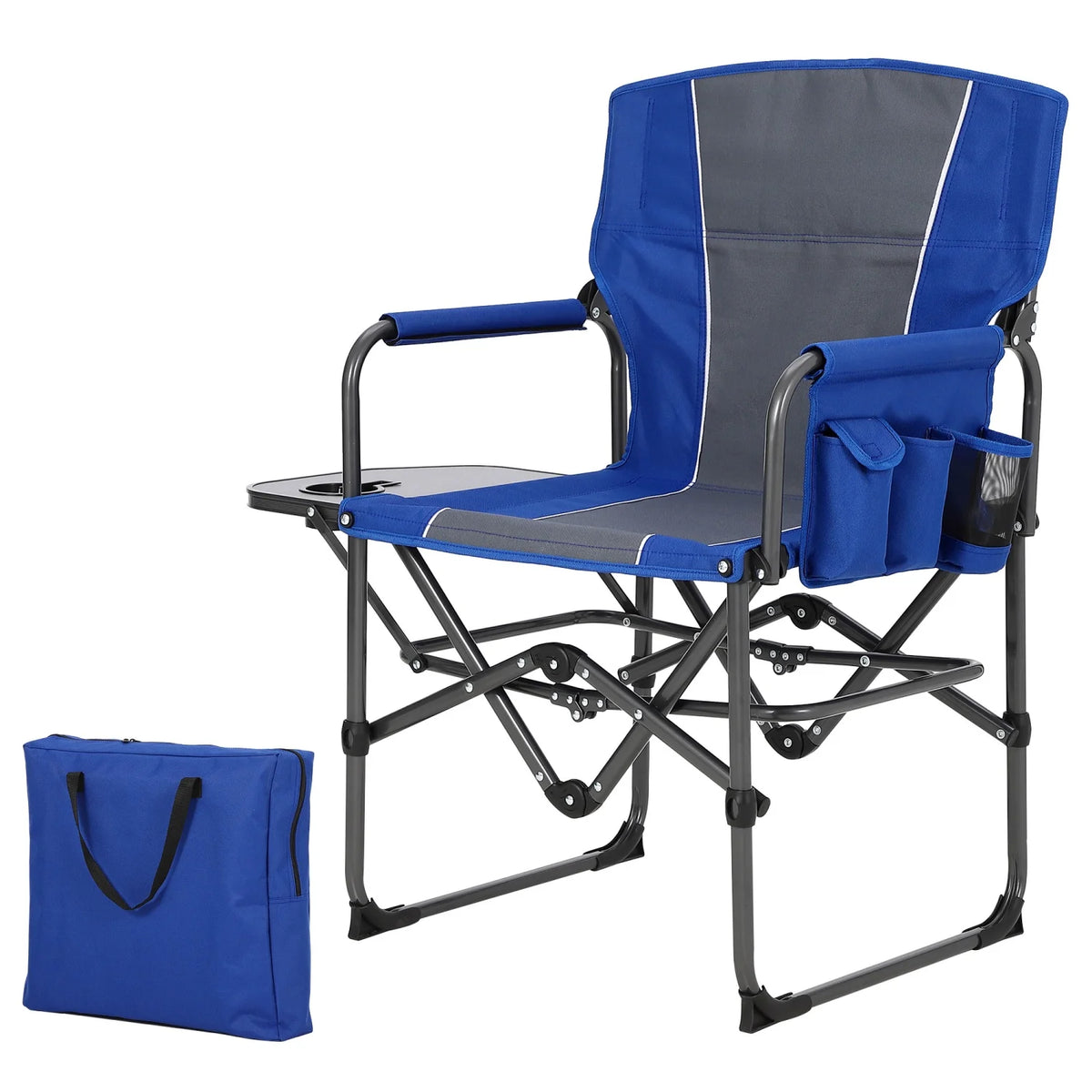 HiMISS Heavy Duty Folding Camping Directors Chair With Side Table