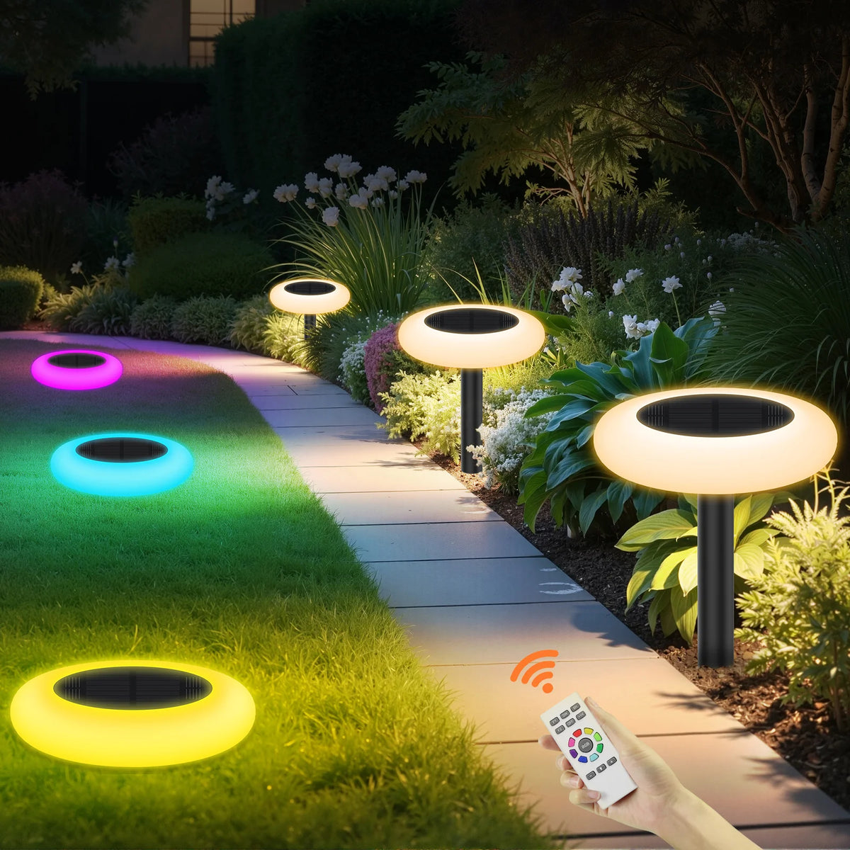 Intelamp Outdoor Solar Pathway Lights for Garden Walkway and Patio