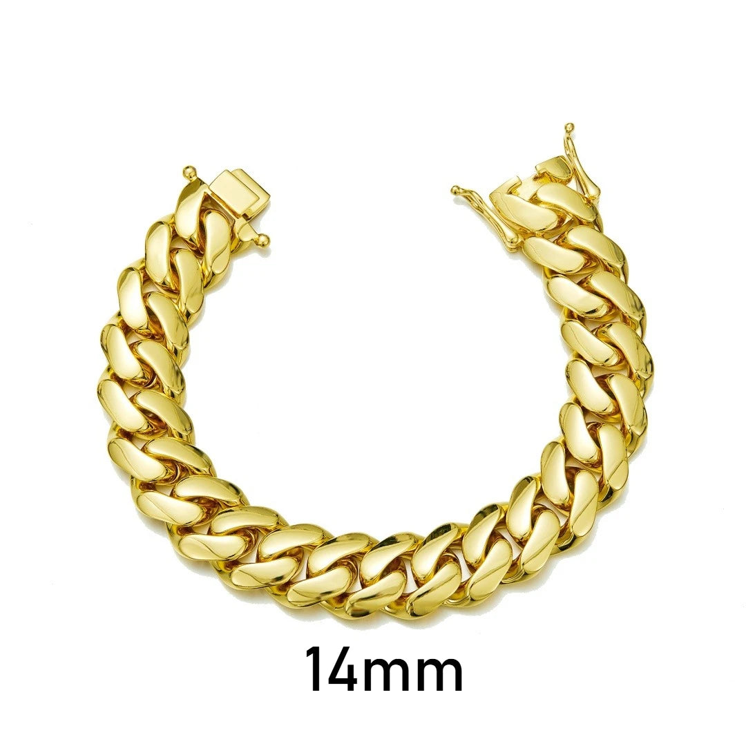 8-14mm Punk Rock Stainless Steel Rhombus Cuban MIami Link Chain Bracelets for Men Hip Hop Rock Jewelry Gold Color Jewelry Gift
