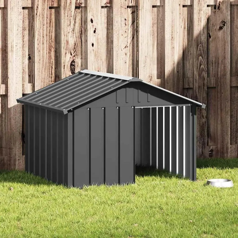 Dog House, Outdoor Pet Kennel with Weather Proo Roo, Durable Outdoor Puppy Shelter Kennel or Pet, Anthracite Galvanized Steel