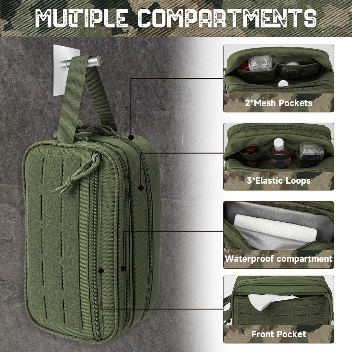 Tactical Toiletry Bag For Men Hygiene Bag Mens Shaving Kit Travel shower Bag Waist BackpackTool Molle Pouches Small Dopp Kit