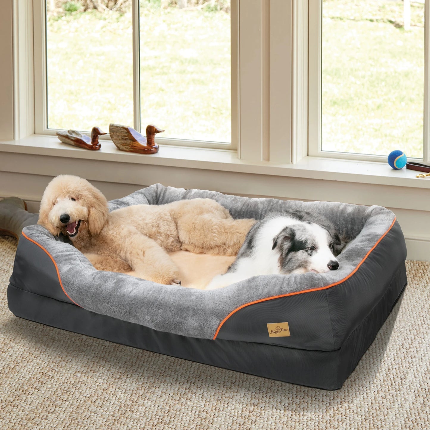 Bingopaw Soft Fleece Dog Bed With Removable Washable Cover