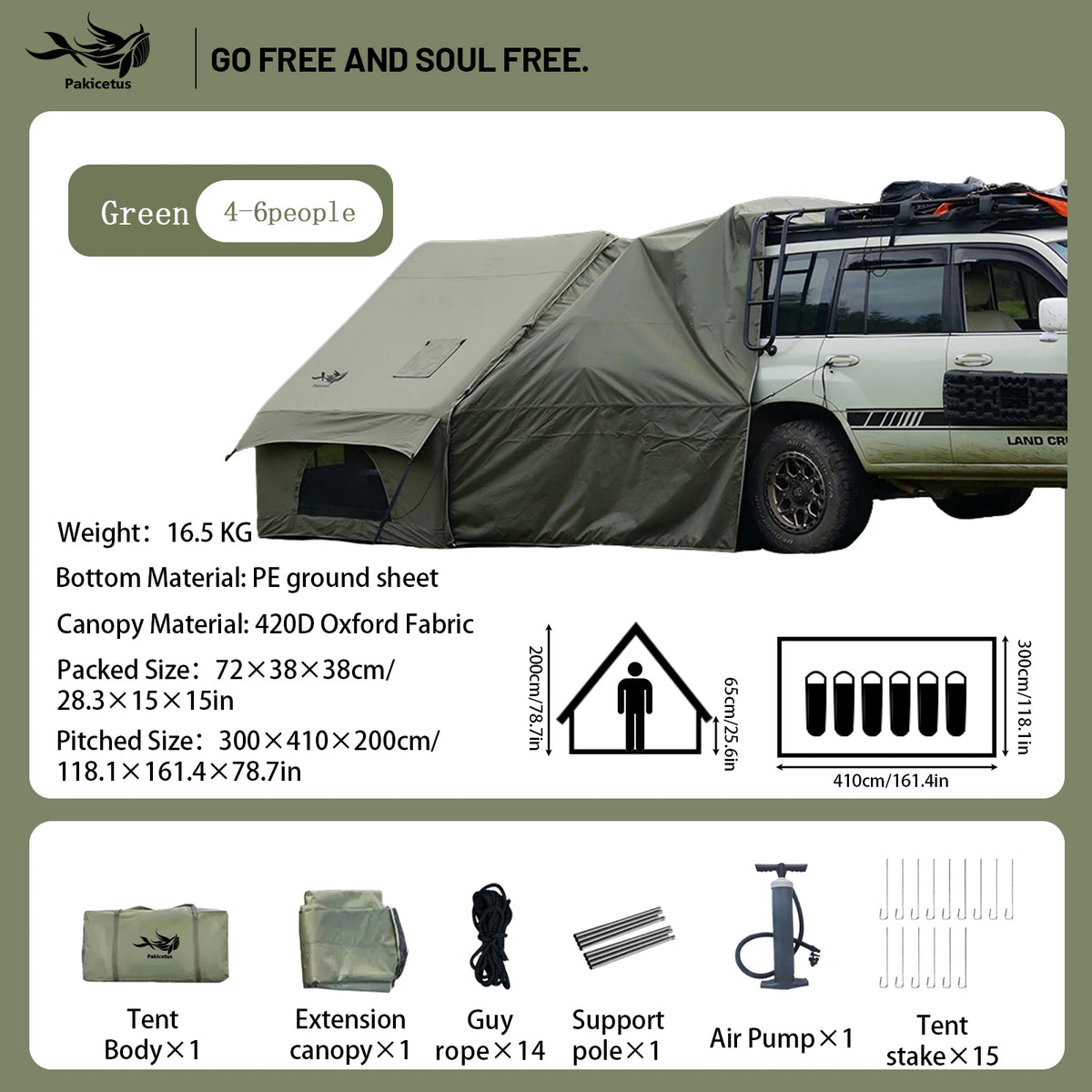 PAKICETUS All Season Inflatable Camping Tent With Manual Hand Pump