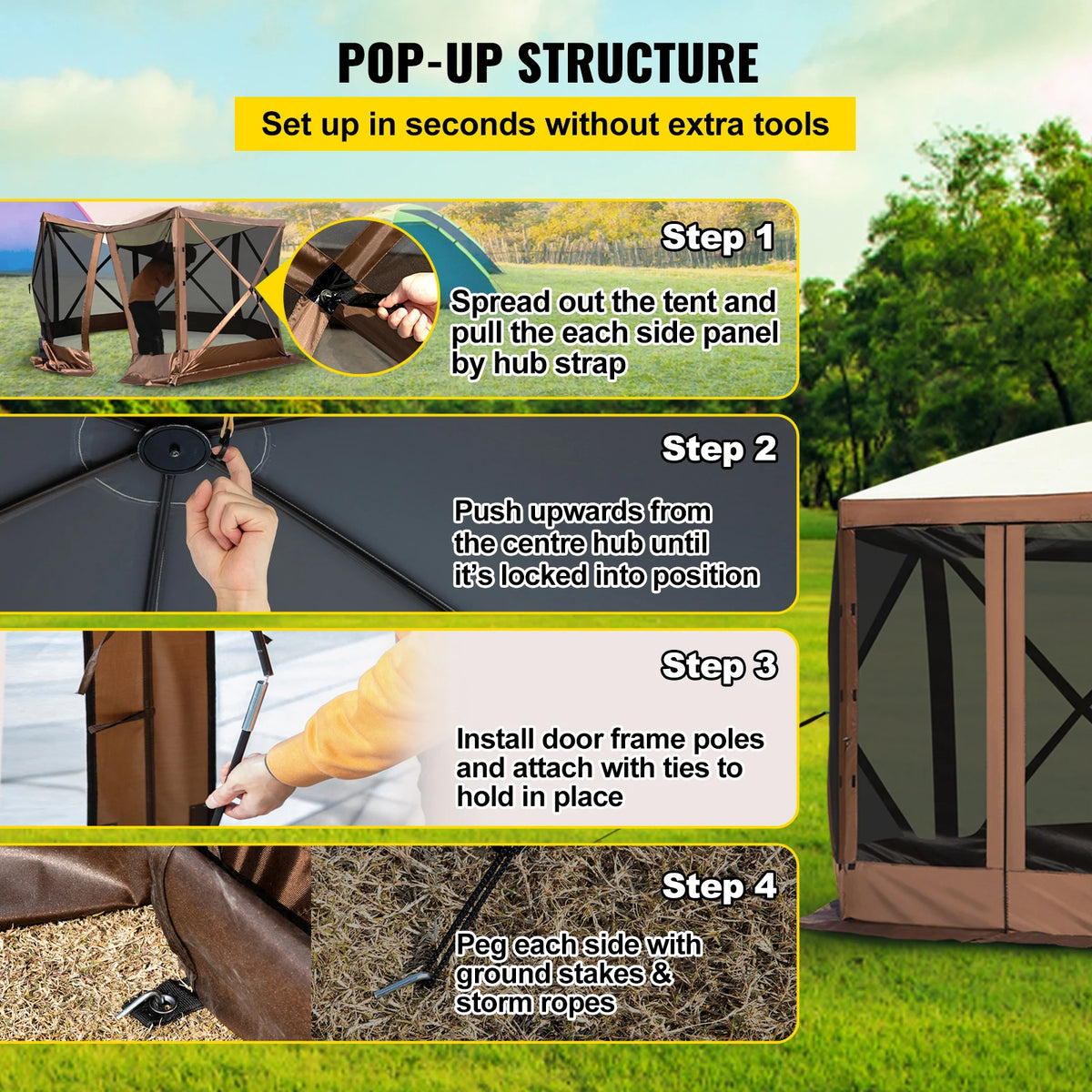 SucceBuy Pop Up Camping Gazebo Canopy Shelter With Insect Protection