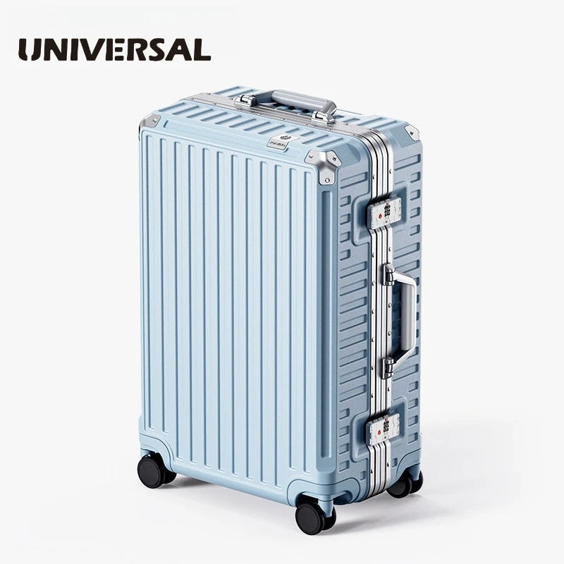 New Ultra Sturdy Aluminum Frame Luggage, 2-Pieces Set 20 22 24 26 28 Inch Carry On Luggage Suitcase Set High Aesthetic Board Case, Universal Wheel Business Travel Box Set, Optional 20-28 Inch