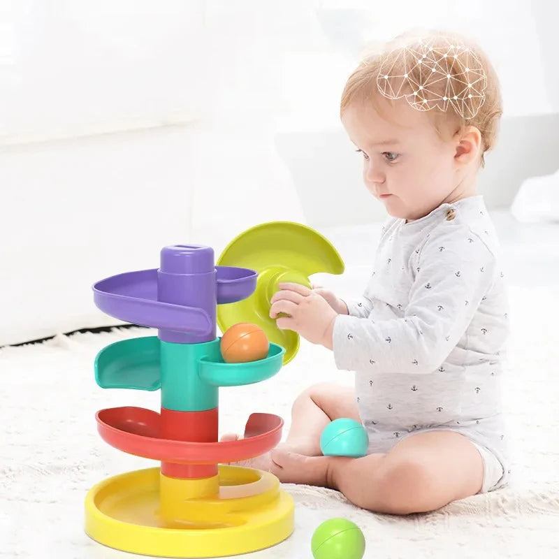 Baby Toy Ball Drop Toys for Toddler 1-3Y Rolling Ball Pile Tower Montessori Educational Stacking Games for Babies Sensory Toys