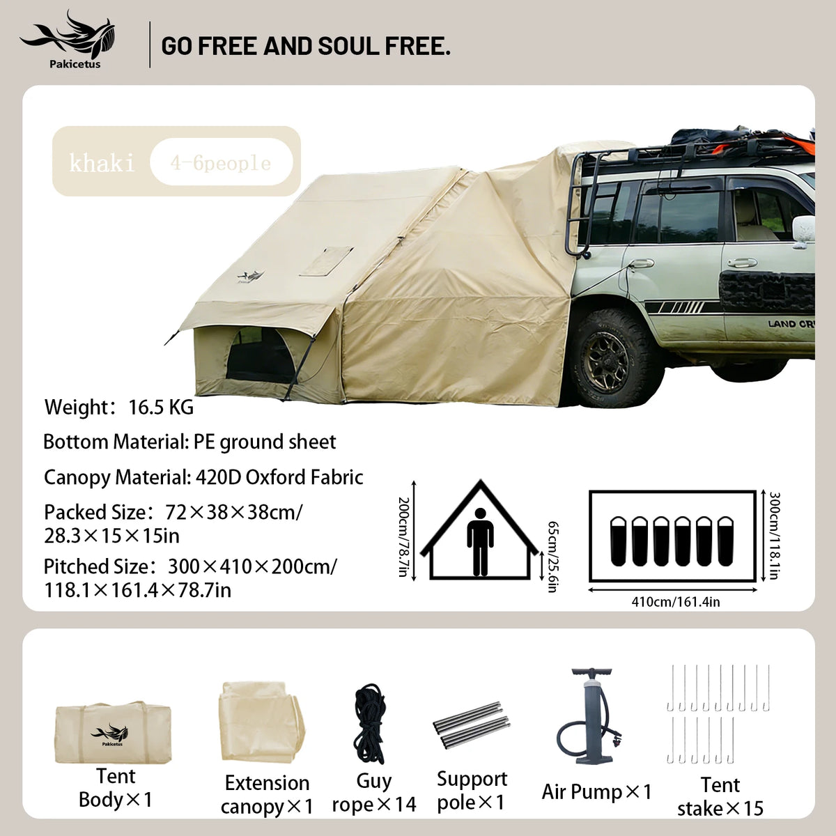 PAKICETUS All Season Inflatable Camping Tent With Manual Hand Pump