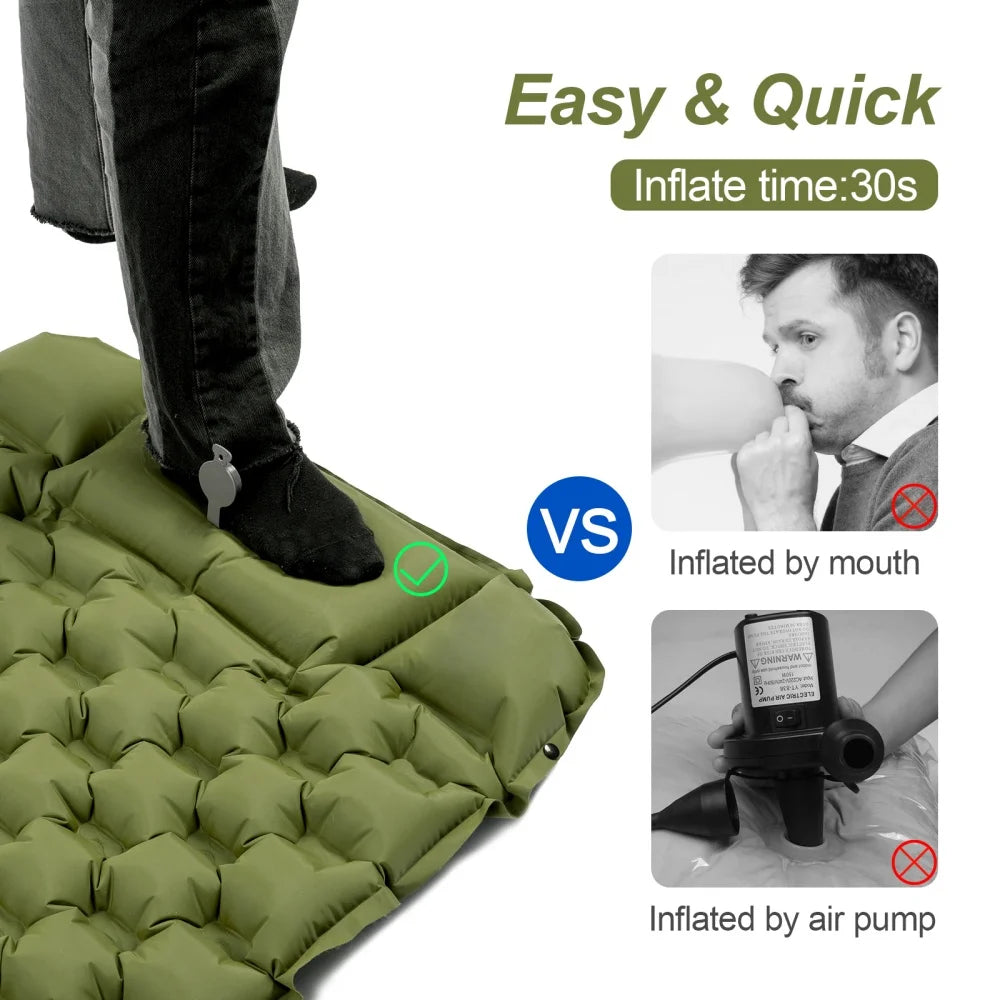Night Cat Inflatable Camping Sleeping Pad With Pillow Foot Pump