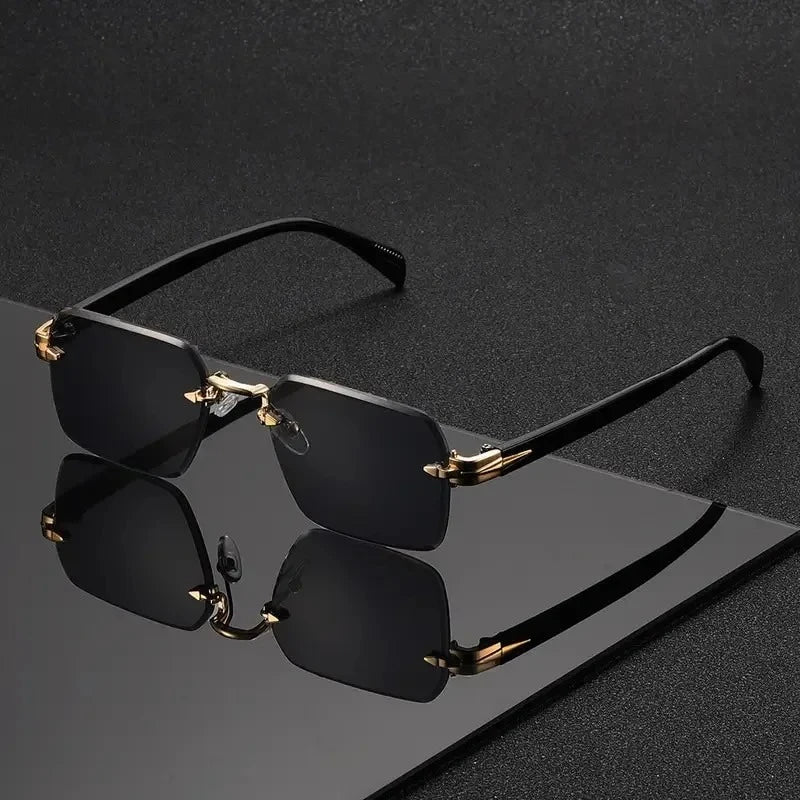Rimless Rectangle Sunglasses for Women and Men – Fashion Small Square Frameless Shades, Summer Travel UV400 Protection Eyewear, Classic Unisex Oculos