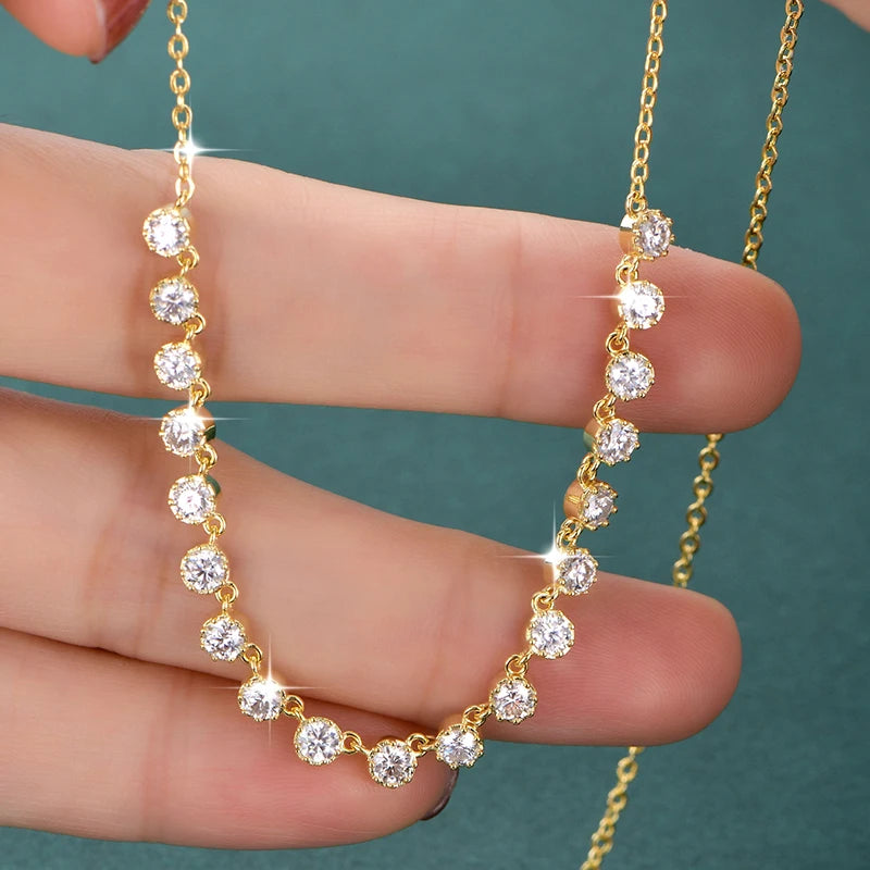 OXTAO Bubble-Style Moissanite Smile Necklace D VVS1 for Women Girls 14K Gold Filled Moissanite Choker Necklace Wedding Jewelry