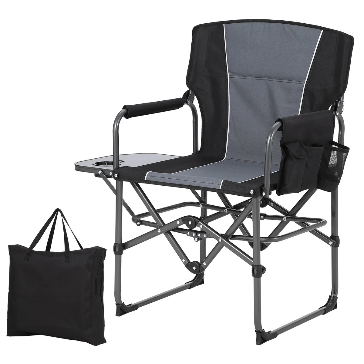 HiMISS Heavy Duty Folding Camping Directors Chair With Side Table