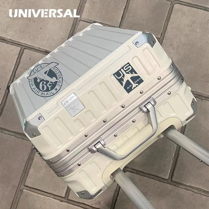 New ultra sturdy aluminum frame luggage,2-Pieces set 20 22 24 26 28 inch carry on luggage suitcase set  high aesthetic board case, universal wheel business travel box set, optional 20-28 inch