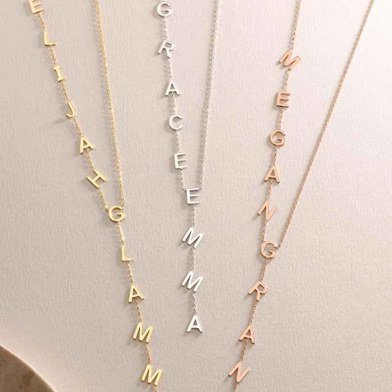 WinWinWin Personalized Initial Lariat Necklace With Custom Drop Pendant