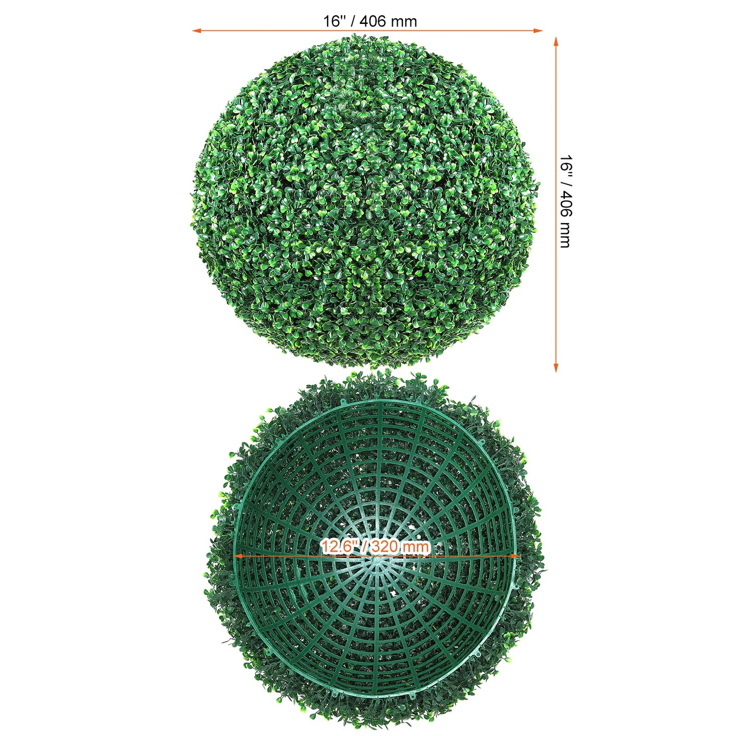 SucceBuy Artificial Topiaries Boxwood Trees 16/20" Tall 2Pcs Ball-Shape Topiaries Plant All-year Green Feaux Plant Decorative