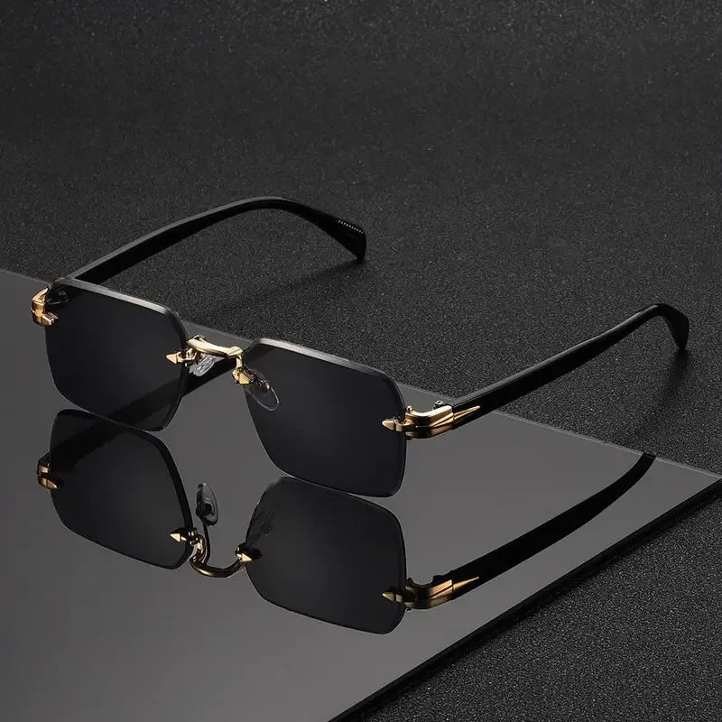 Rimless Rectangle Sunglasses for Women and Men – Fashion Small Square Frameless Shades, Summer Travel UV400 Protection Eyewear, Classic Unisex Oculos