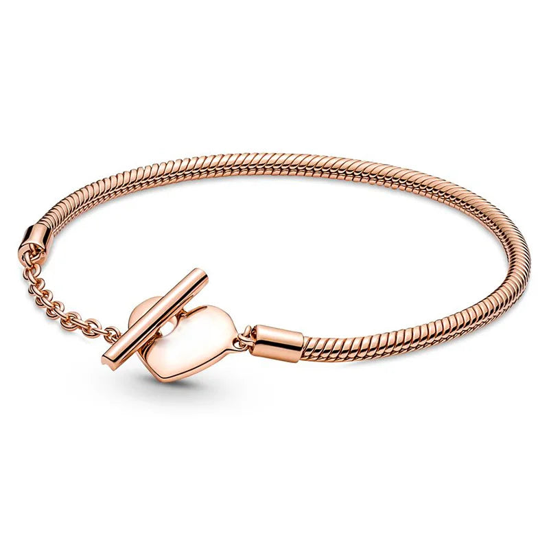 Special sale 925% pure silver snake shaped strap buckle rose zircon decorative bracelet for women's jewelry Valentine's Day gift