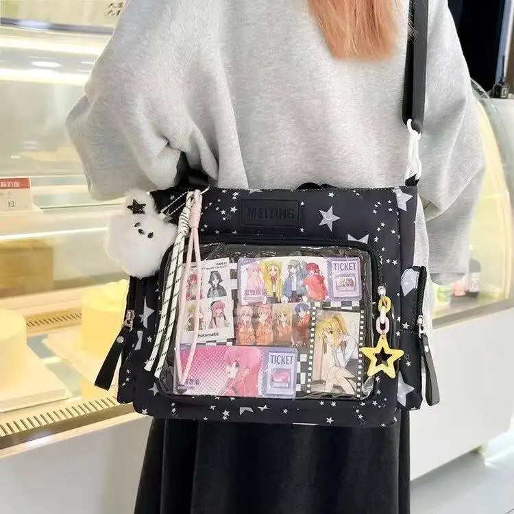 Cute Lolita Ita Transparent Shoulder Tote Bag With Bow Detail