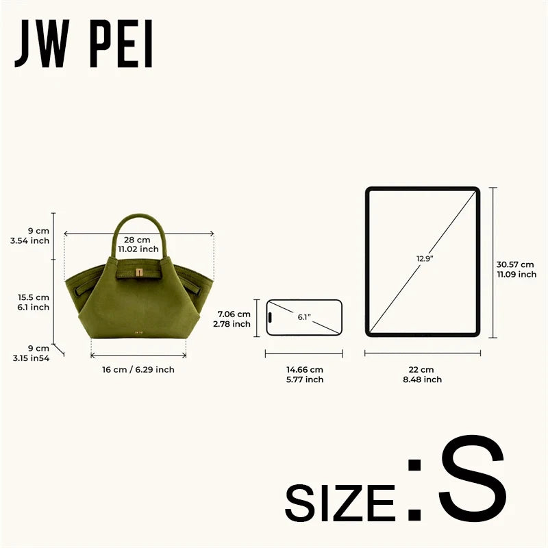 JW PEI Luxury Handbag Tote Bag for Women Leather Shoulder Bag Purse Design Large Capacity Totes Top Handle Hobo Shopper Work Bag