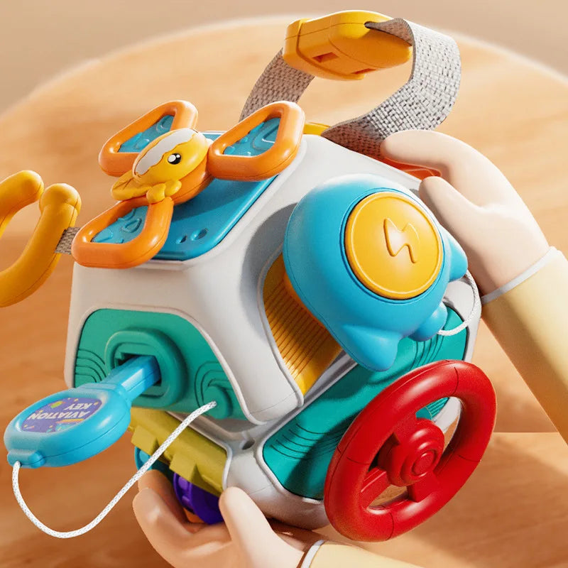 Montessori Sensory Toys Baby Busy Cube Activity Travel Toy Educational Learning Fidget Toys for Fine Motor Skills Children Gift