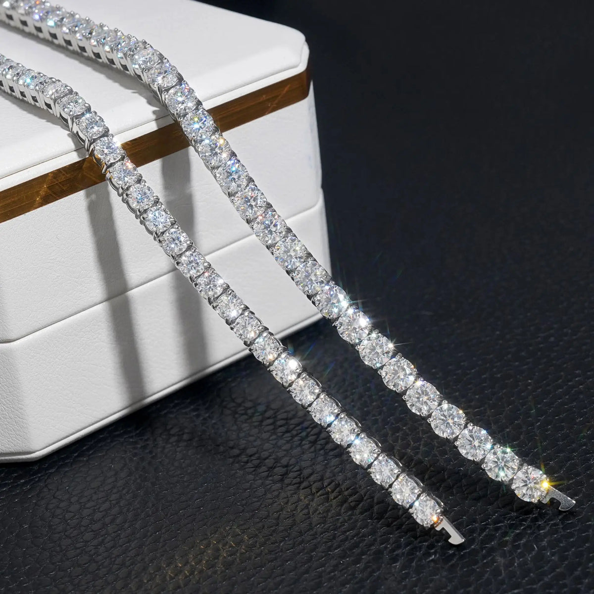 LYEE CYEE Sterling Silver VVS Moissanite Tennis Chain Necklace