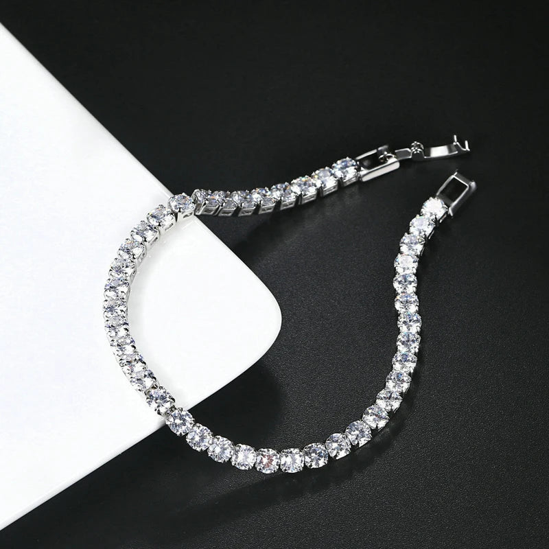 OXTAO Luxury Moissanite Tennis Bracelet 3mm D VVS1 with Certified For Women Men Jewelry Hand Chain Bracelet 14K Gold Filled