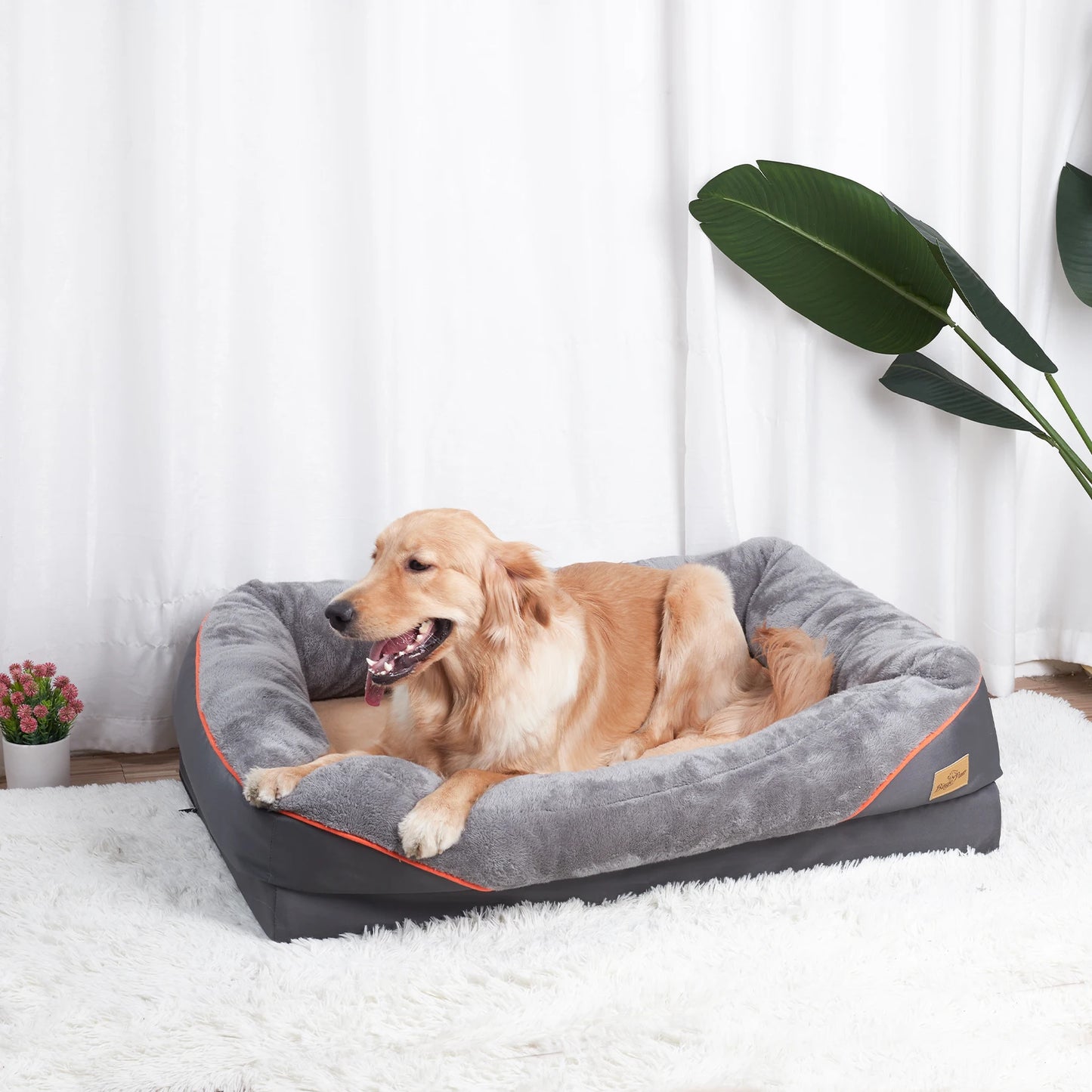 Bingopaw Soft Fleece Dog Bed With Removable Washable Cover