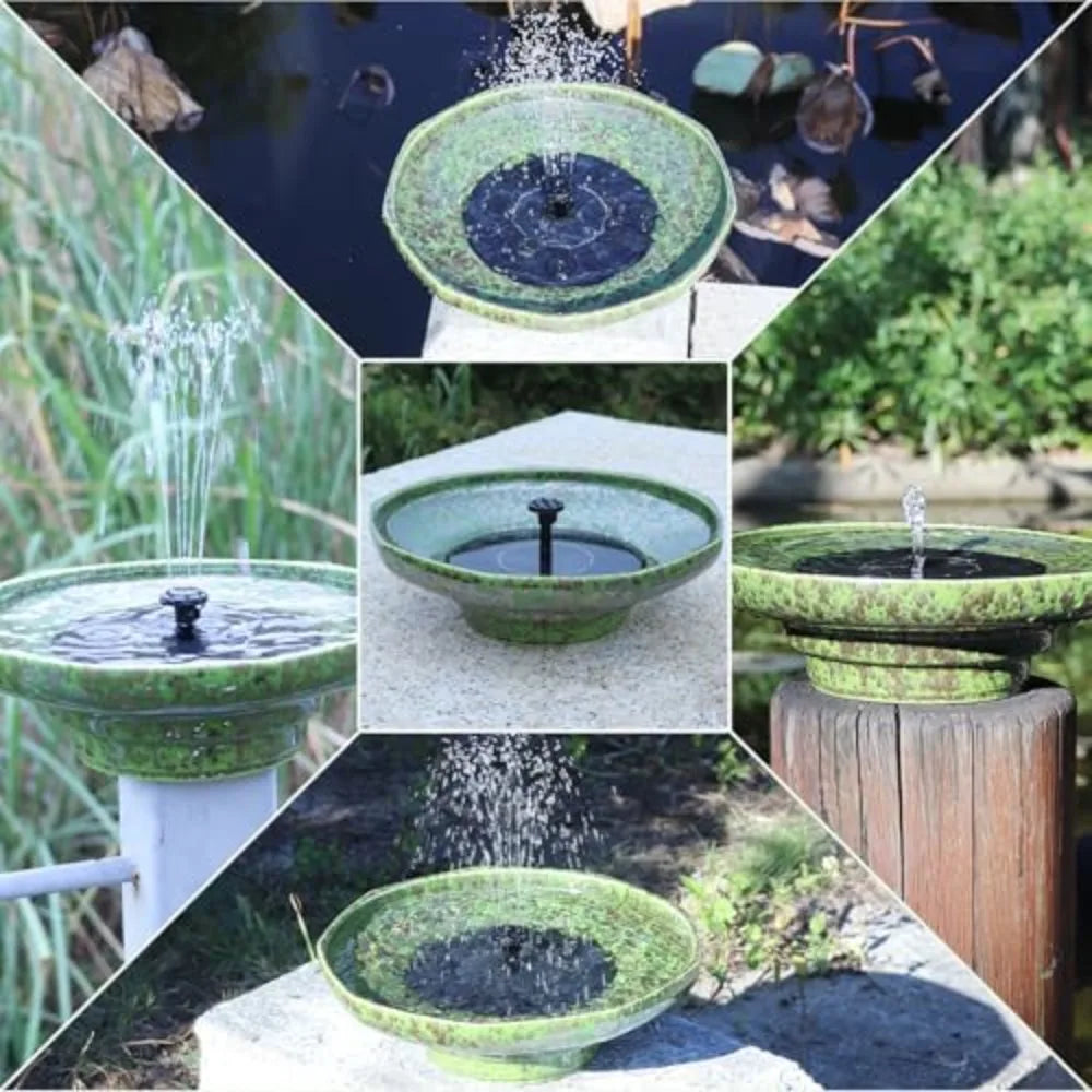 Solar Fountain Ceramic Bird Bath,Birdbaths for Outdoors,Outdoor Fountain Bird Bath,Garden and Home Décor