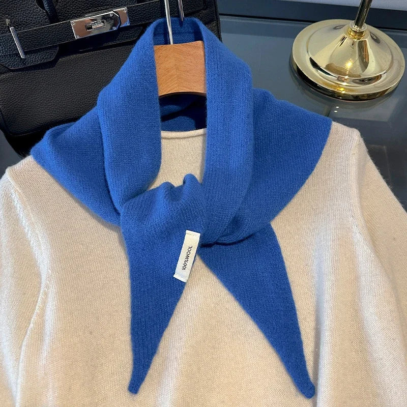 Hundred Percent Wool British Korean Triangular Scarf Women Knit Shawl