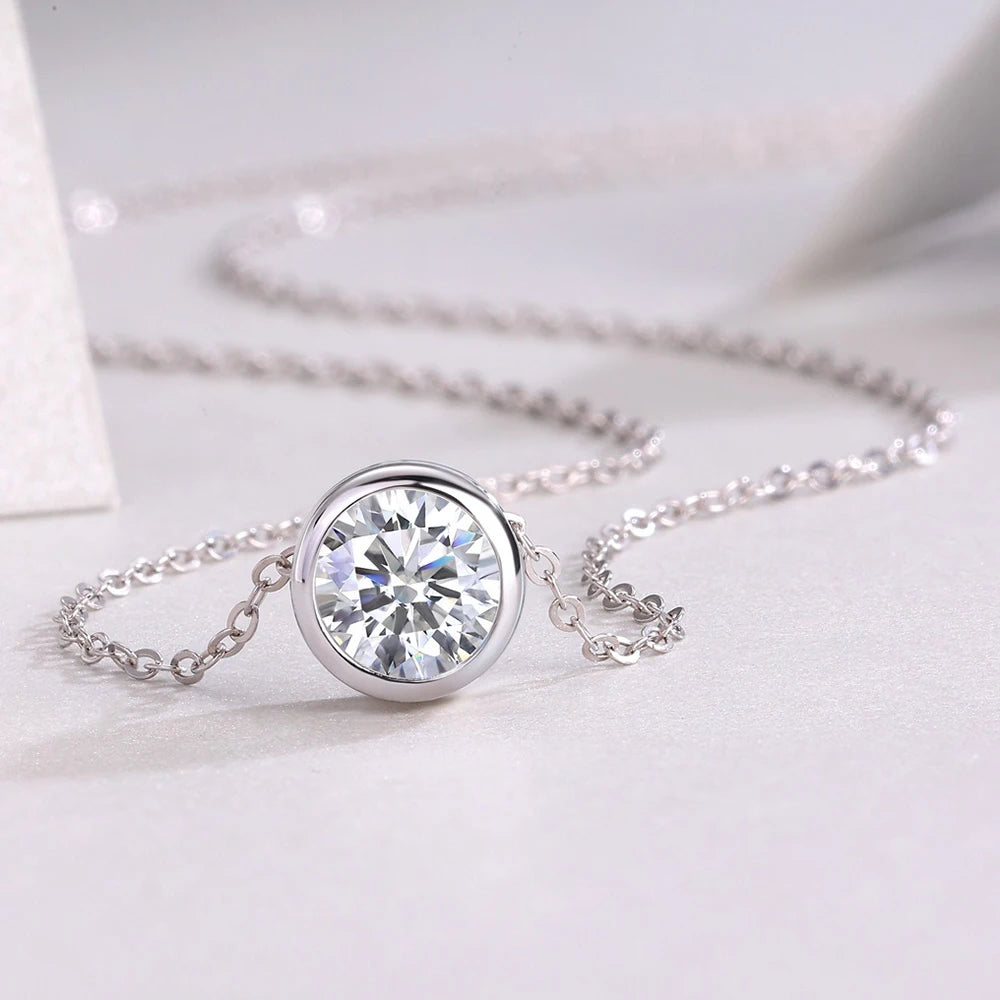 CBTB Sterling Silver Moissanite Cross Pendant Necklace