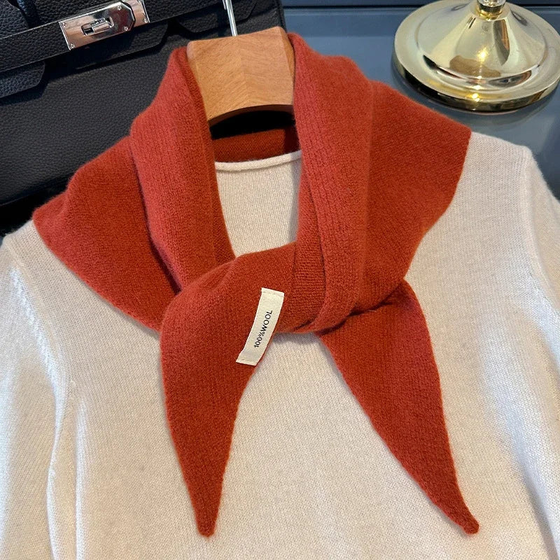 Hundred Percent Wool British Korean Triangular Scarf Women Knit Shawl