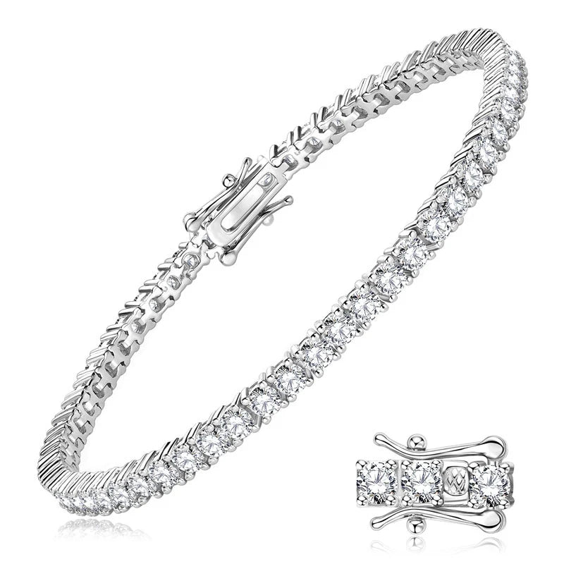 OXTAO Luxury Moissanite Tennis Bracelet 3mm D VVS1 with Certified For Women Men Jewelry Hand Chain Bracelet 14K Gold Filled