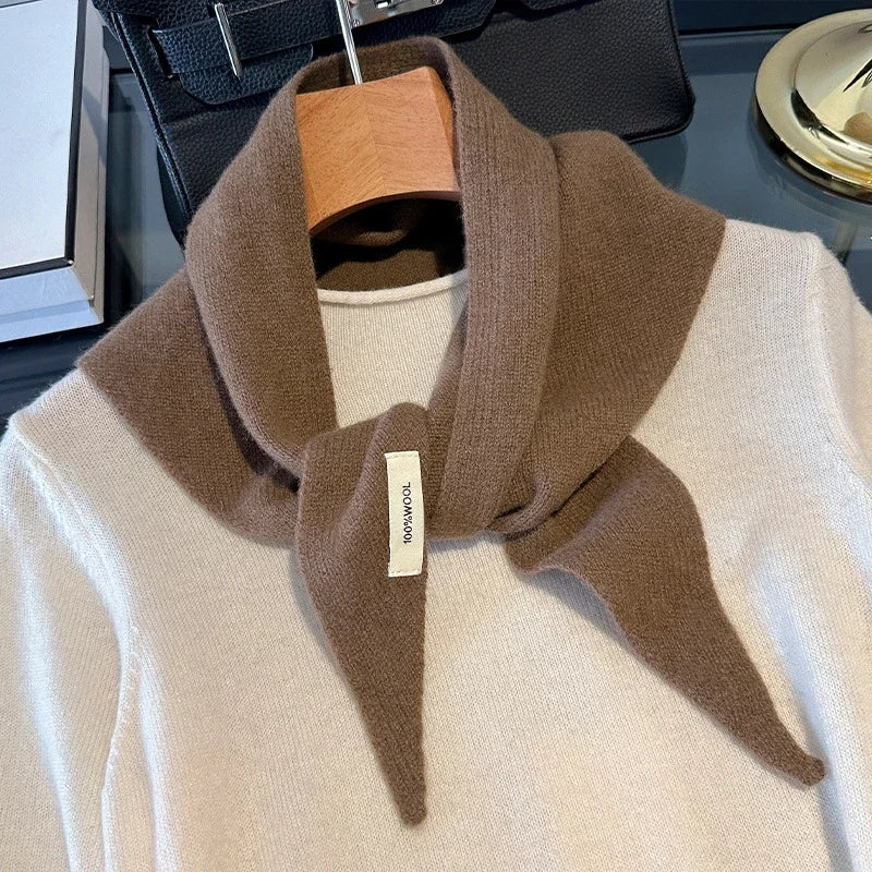 Hundred Percent Wool British Korean Triangular Scarf Women Knit Shawl