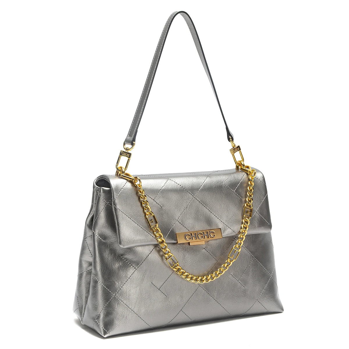 CHCH Women's Tote Bag 2026 Spring/Summer New Single Shoulder Bag Simple Black Diamond Grid Pattern Handbag