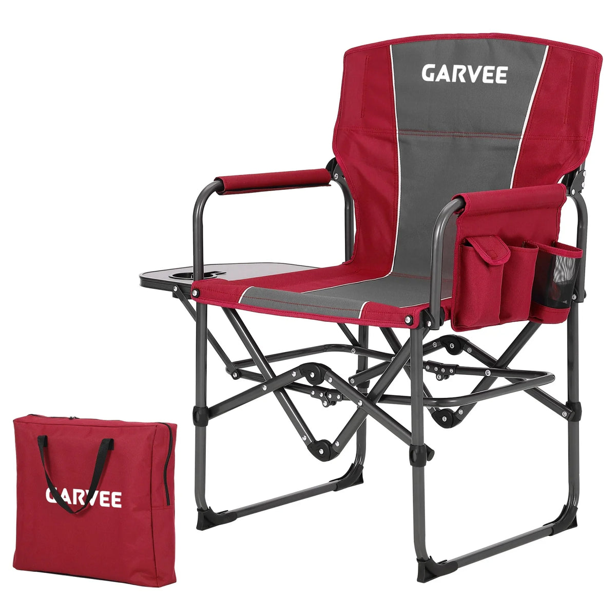 HiMISS Heavy Duty Folding Camping Directors Chair With Side Table