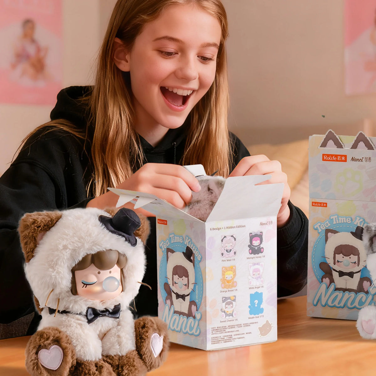 Rolife Nanci Tea Time Kitties Plush Blind Box Collectible Dolls