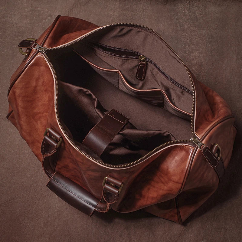 GURO High Quality Genuine Leather Travel Bag Men's Weekend Gym Handbag Luxury Cowhide Luggage Bag Vintage Shoulder Crossbody Bag