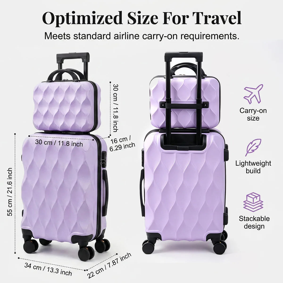 Spinner Hardshell Luggage Set With Carry On And TSA Lock
