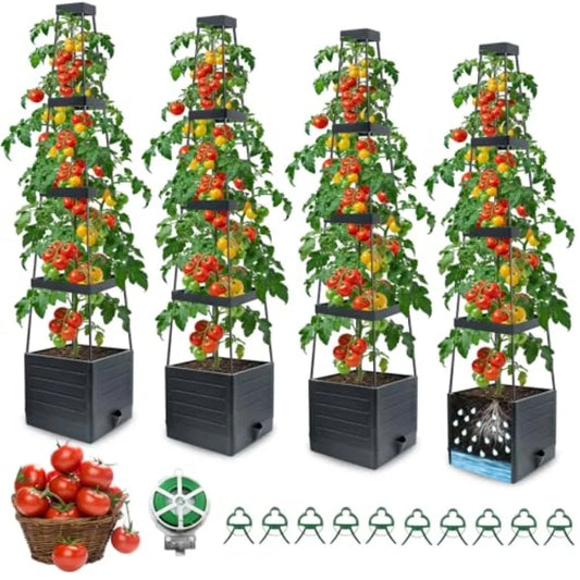 Raised Garden Planter Boxes With Trellis For Climbing Vegetables