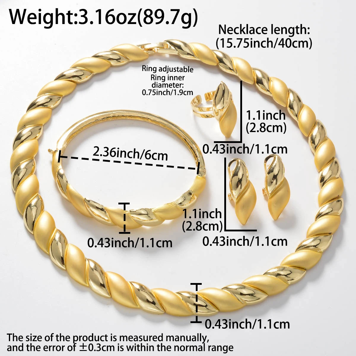 Elegant Jewelry Set Necklace Ring Earrings Bracelet For Women