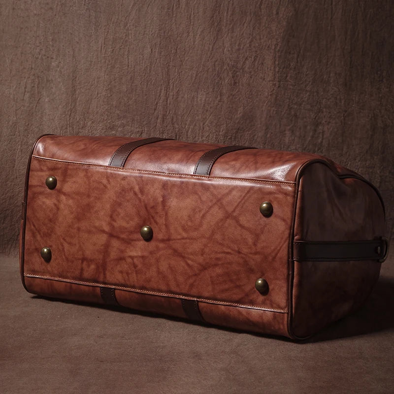 GURO High Quality Genuine Leather Travel Bag Men's Weekend Gym Handbag Luxury Cowhide Luggage Bag Vintage Shoulder Crossbody Bag