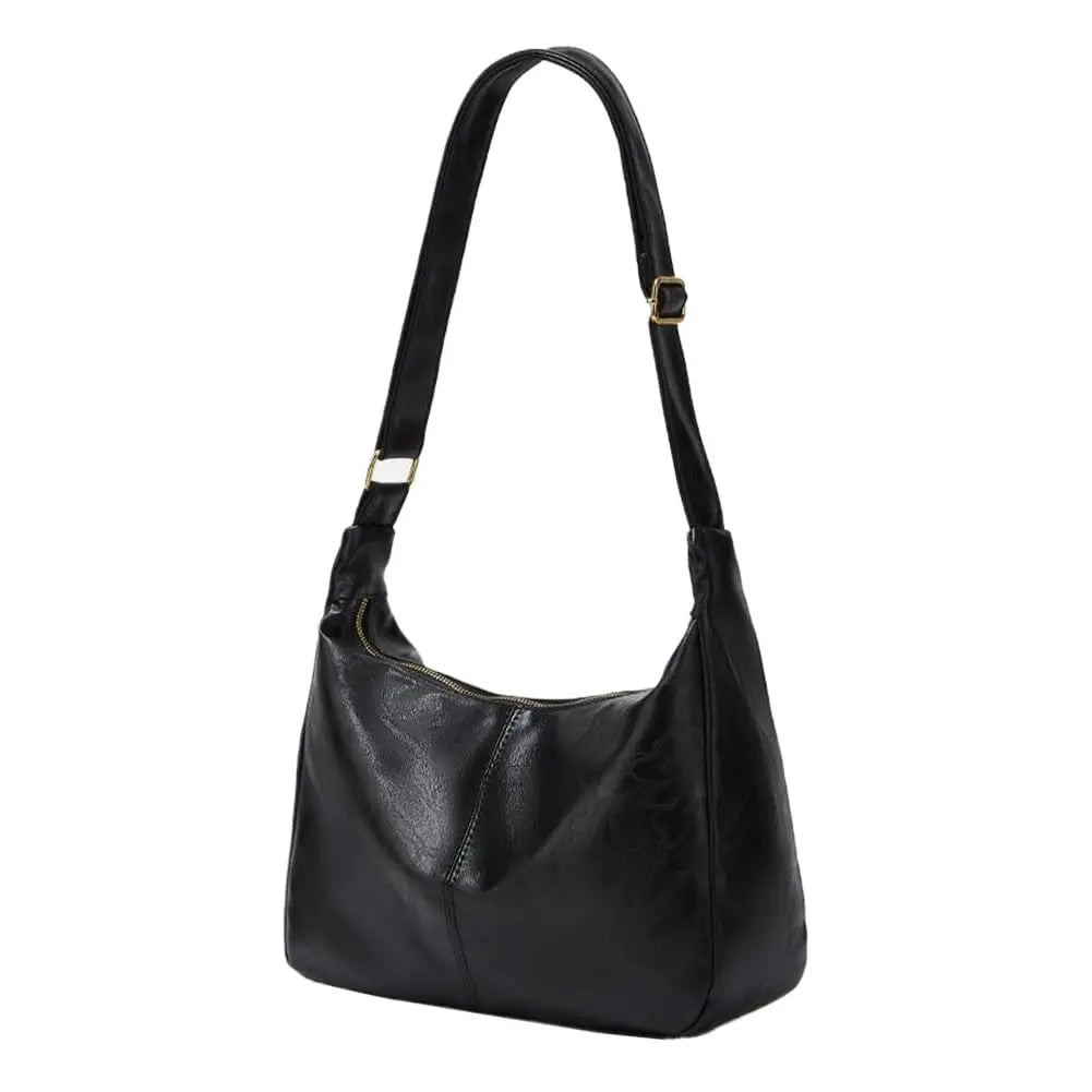 Soft Vegan Leather Hobo Shoulder Bag for Women with Zipper