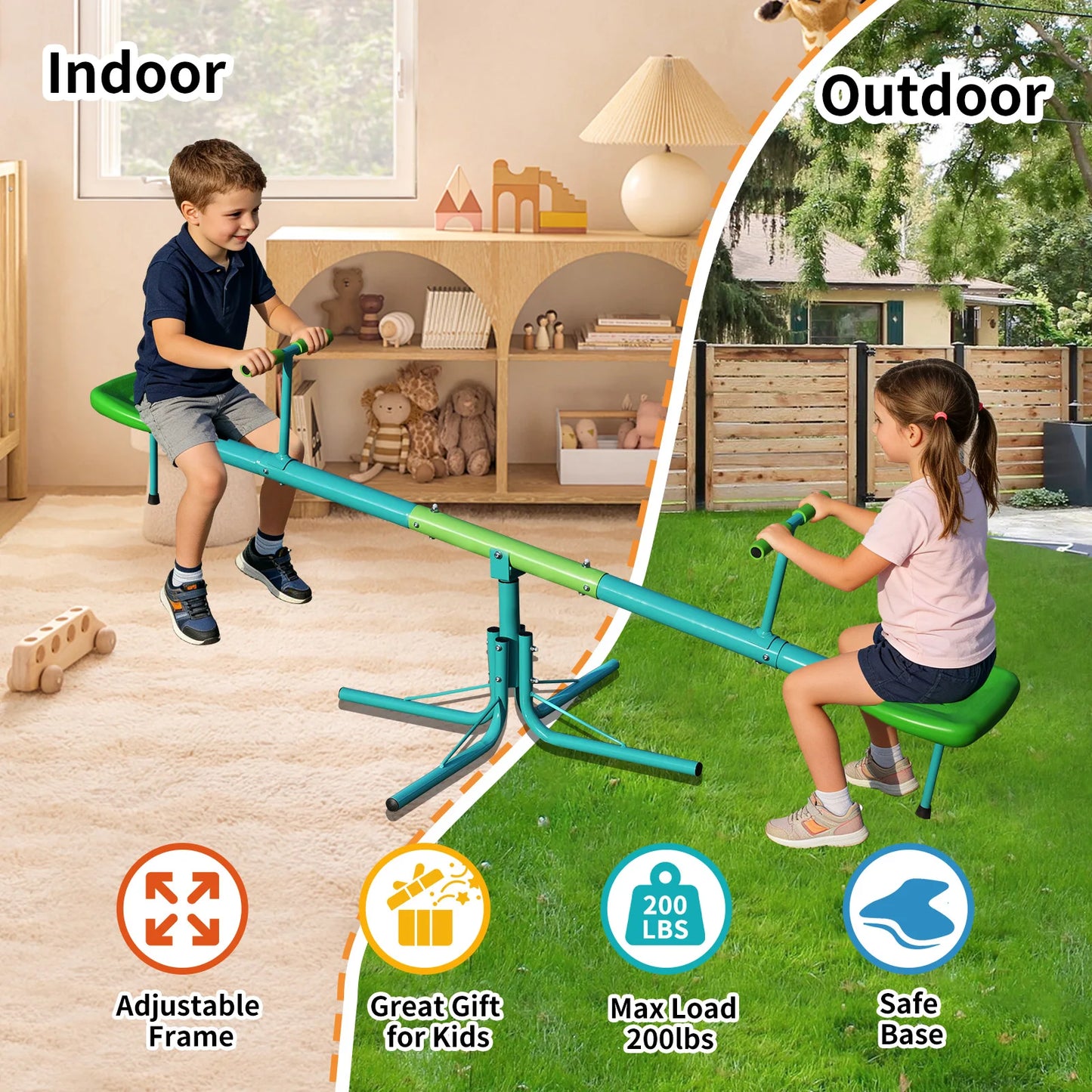 Seesaw,Swiveling 360 Degrees Toddlers Sit and Spin Teeter Totter, Kids Outdoor Play Equipment for Backyard Playground