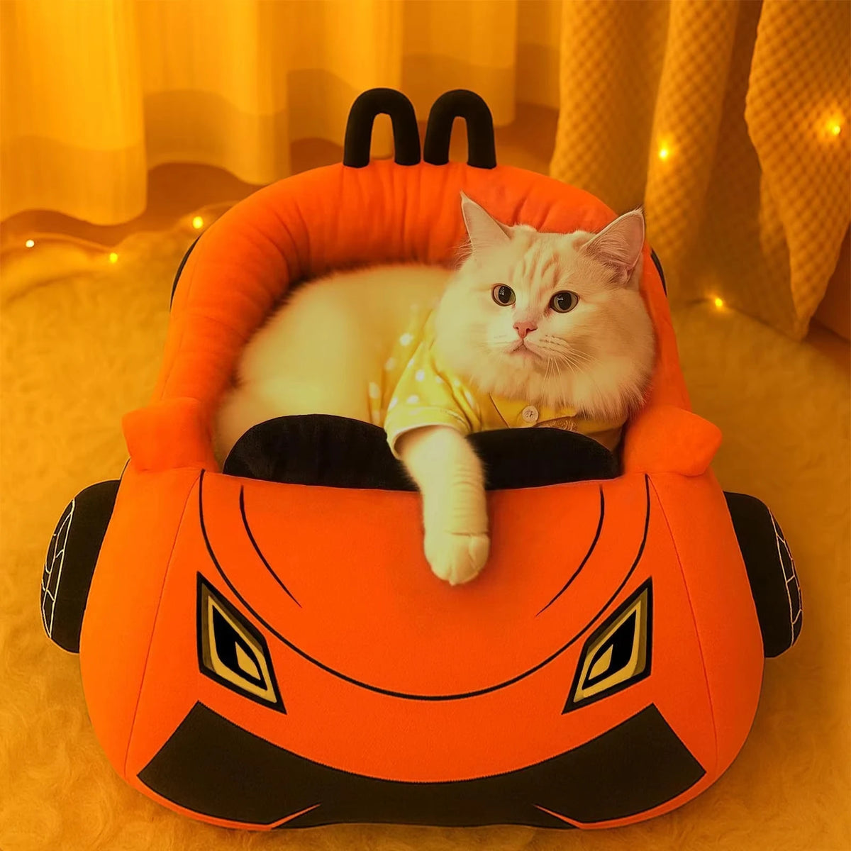 CWV Supercar Cat Bed With Pillow Soft Coral Fleece Kitten