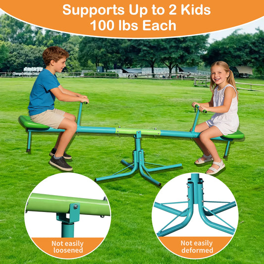 Seesaw,Swiveling 360 Degrees Toddlers Sit and Spin Teeter Totter, Kids Outdoor Play Equipment for Backyard Playground