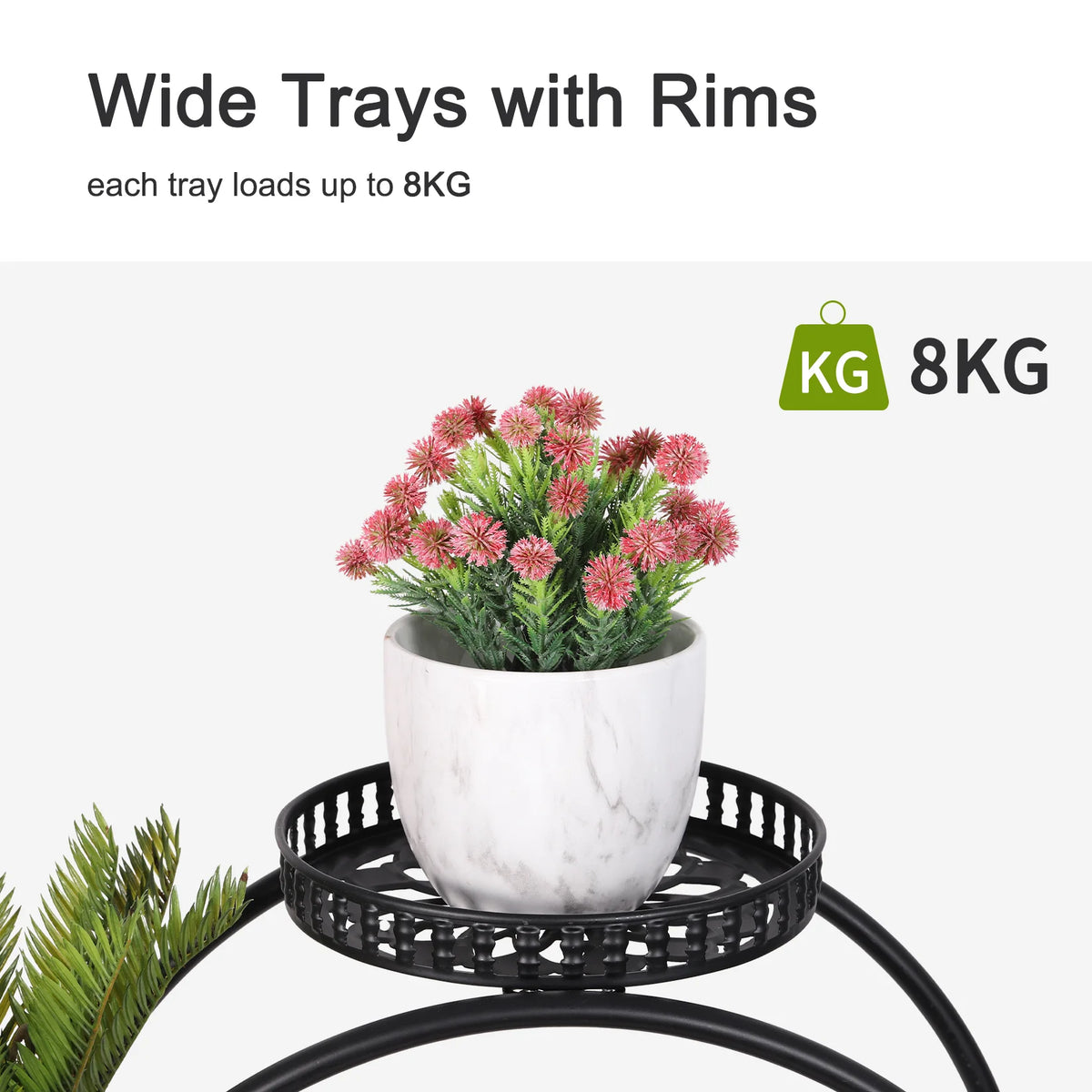 Metal Plant Stand Garden Cart With Wheels For Patio And Yard