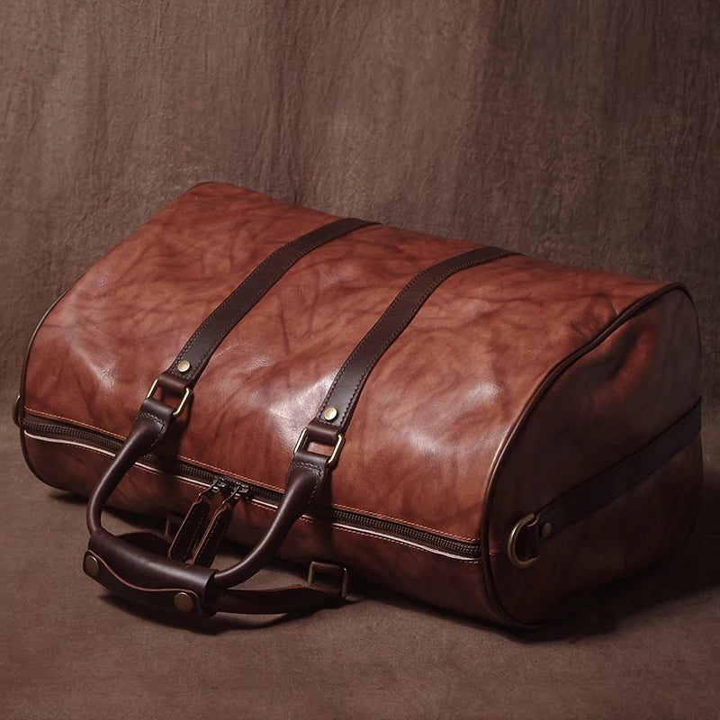 GURO High Quality Genuine Leather Travel Bag Men's Weekend Gym Handbag Luxury Cowhide Luggage Bag Vintage Shoulder Crossbody Bag