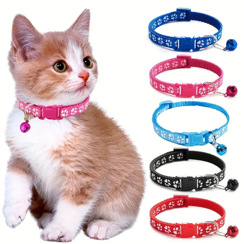Adjustable Cat Collar With Bell And Ribbons Accessory