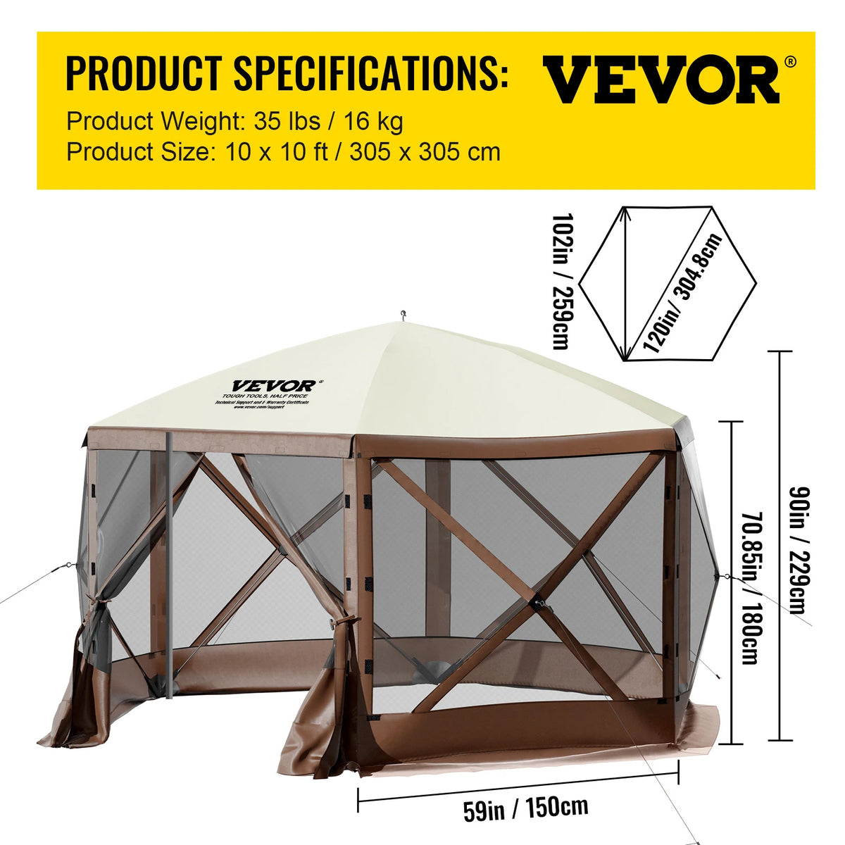 SucceBuy Pop Up Camping Gazebo Canopy Shelter With Insect Protection
