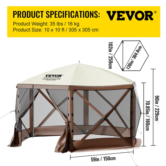 SucceBuy Pop Up Camping Gazebo Canopy Shelter With Insect Protection